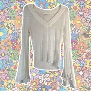 White Free People Bell Sleeve Top